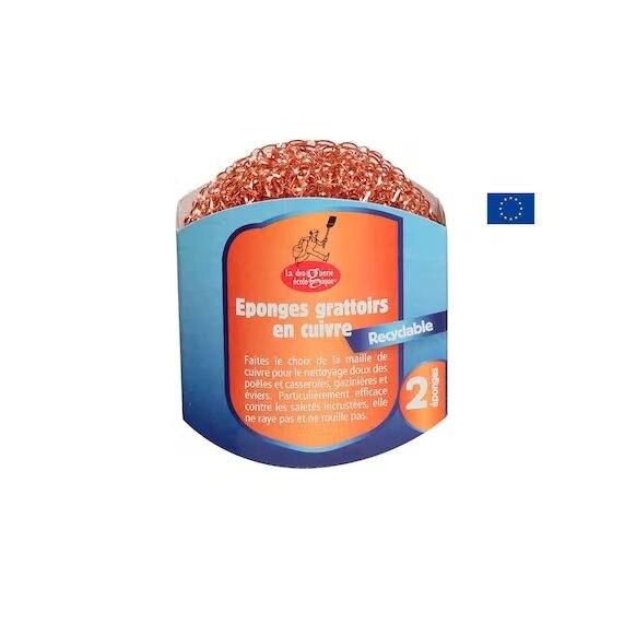La Droguerie Ecologique set van 2 recyclebare kopersponzen  La Droguerie Ecologique set van 2 recyclebare kopersponzen