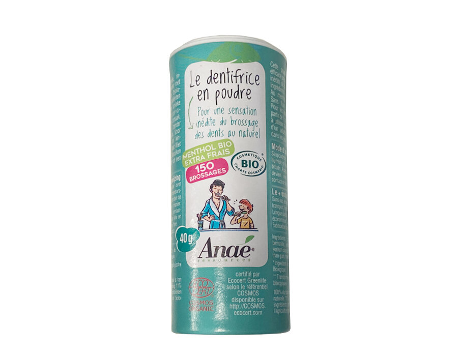 Anae tandpoeder uit natuurlijke ingrediënten, menthol smaak Anae tandpoeder uit natuurlijke ingrediënten, menthol smaak