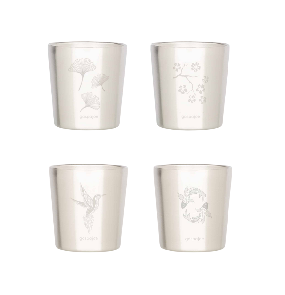 Gaspajoe RVS thermos drinkbeker Arty 180ml - diverse gravures met siliconen houder