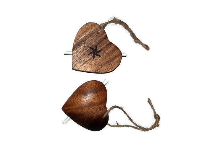 FairTrade groot houten wens hart met wensbriefje