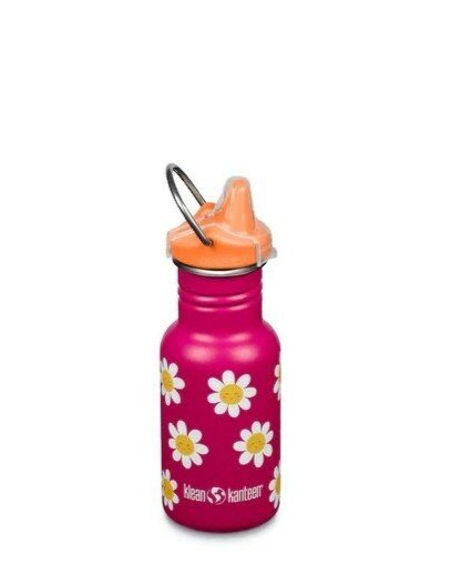 Kid Kanteen Classic Narrow 355ml Happy Flowers, kleine RVS drinkfles met sippy cap