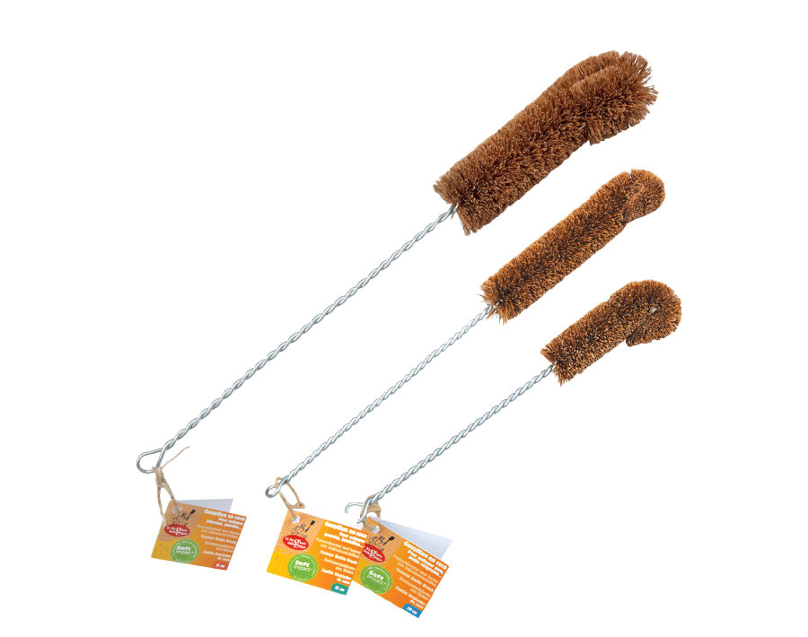 Natuurlijke flessenborstel van kokosvezel -  keuze S/M/L prijs vanaf