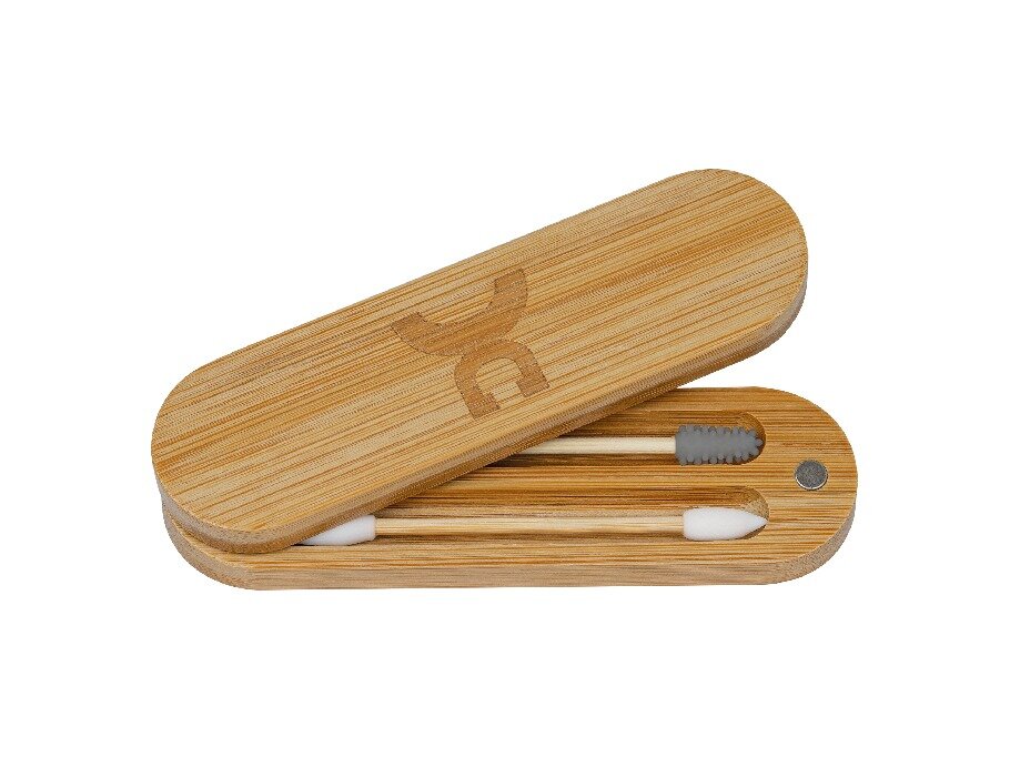 Croll & Denecke siliconen wattenstaafjes set, in bamboe doosje