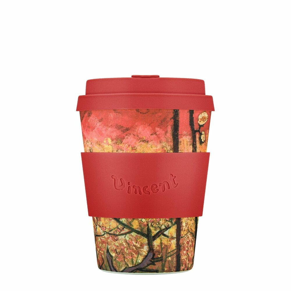 EcoffeeCup PLA bioplastic koffiebeker 350ml - Flowering Plum Orchard 