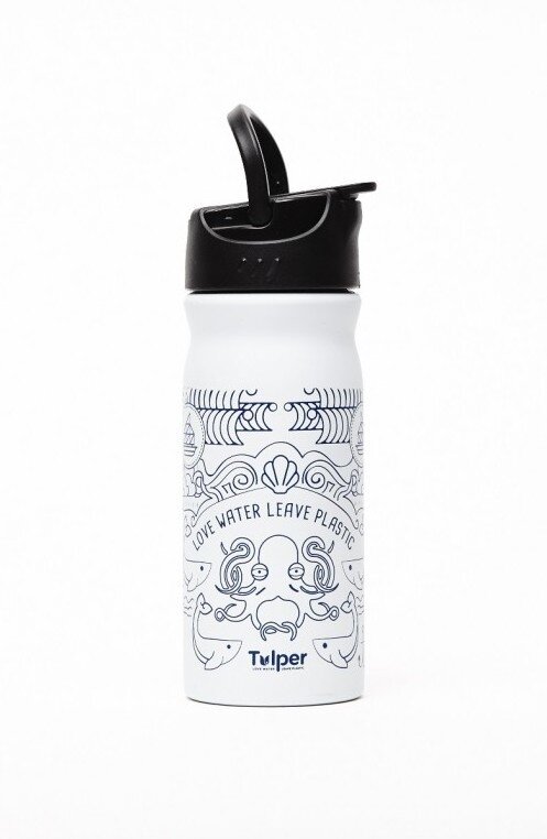 ReTulp RVS drinkfles 400ml met drinktuit - Dutchies  Ocean White 