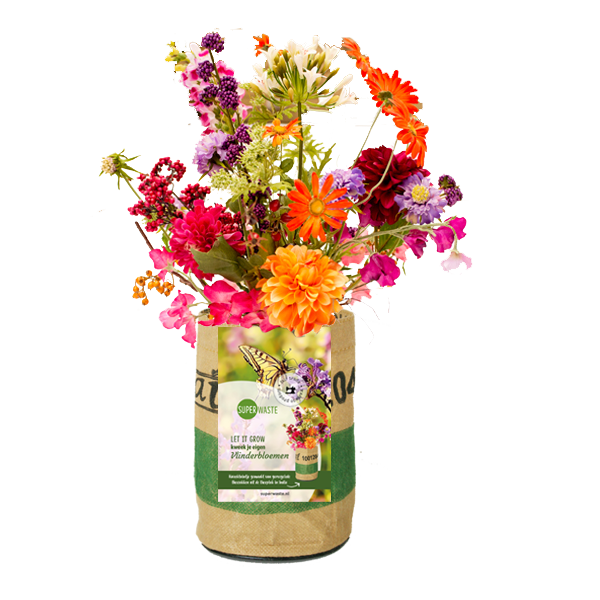 Superwaste Kweektuin, van gerecyclede theezakken - Vlinderbloemen