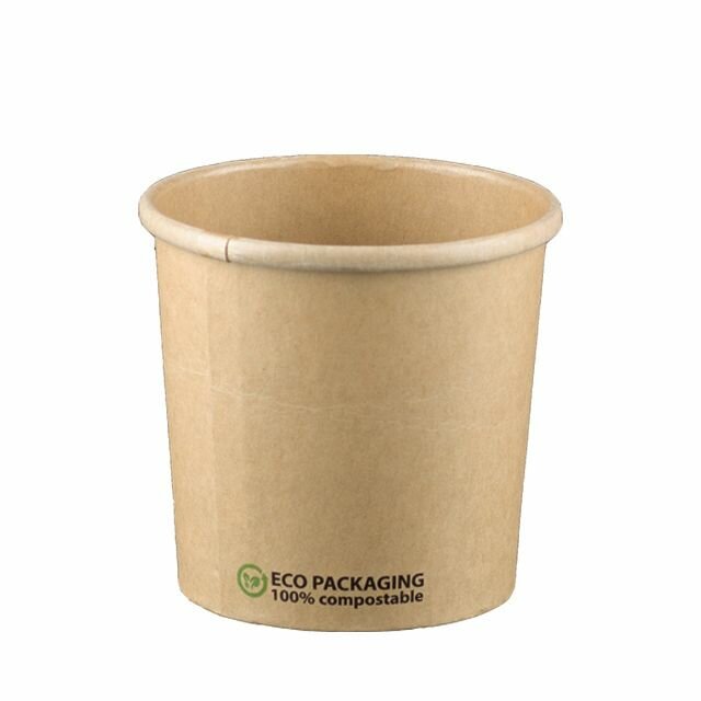 Bio SoepBeker kraftkarton/PLA 480ml bruin, pak 25 stuks