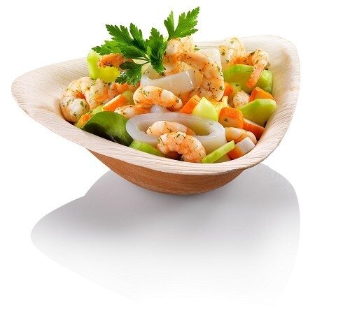 Palmblad kom Trigon 600ml, pak 25 stuks natuurlijke schalen