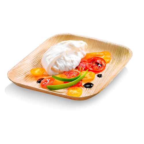 Palmblad bordje vierkant 16cm, pak 25 stuks