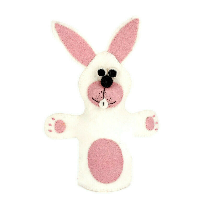 Sjaal met Verhaal Haas handpop, Fairtrade gemaakt van vilt