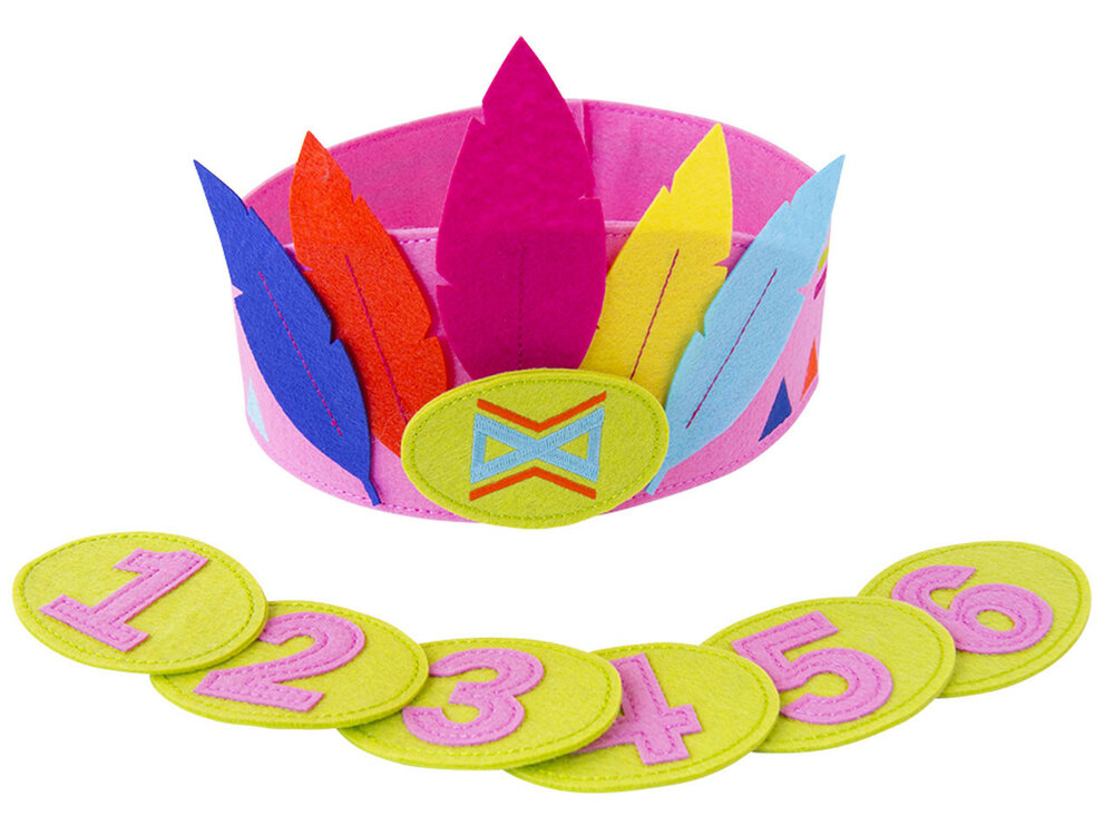Global Affairs Felt Feather Crown - roze verjaardagskroon van vilt