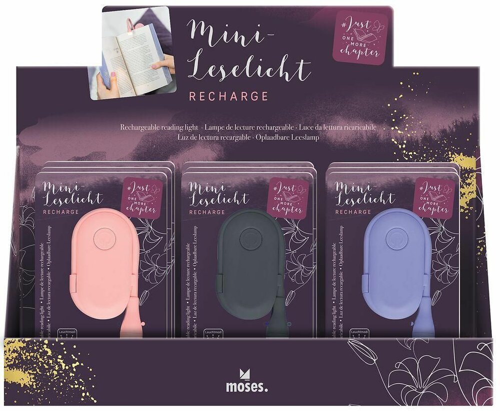 Moses mini LED leeslampje oplaadbaar - lila, roze of grijs