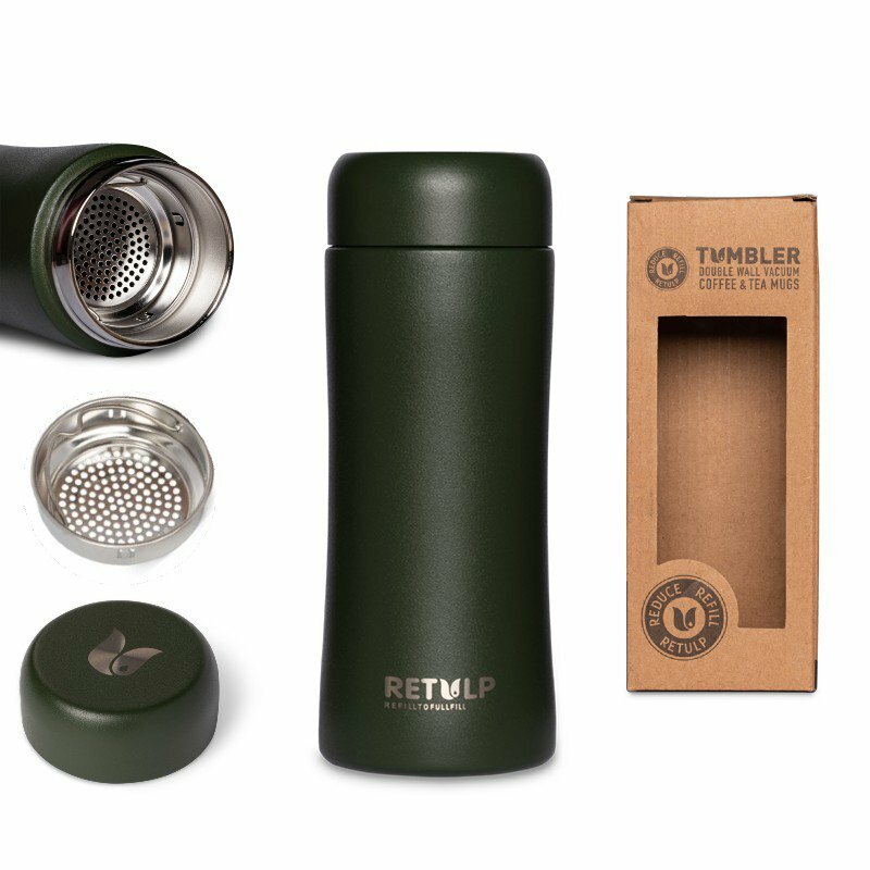 ReTulp Tumbler Forest Green, RVS Thermosfles - drinkbeker 300ml 