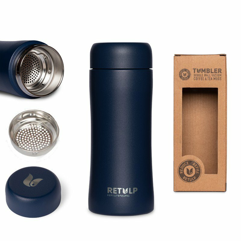 ReTulp Tumbler Deep Ocean Blue, RVS Thermosfles - drinkbeker 300ml 