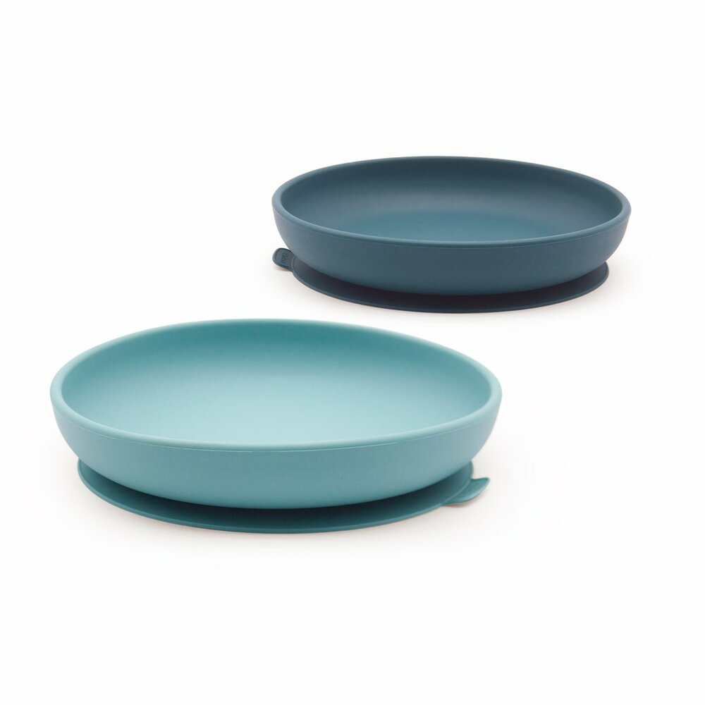 Ekobo Suction Plate Set Blue Abyss/Lagoon - Siliconen bordjes met zuignap