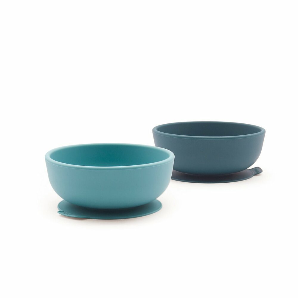 Ekobo Suction Bowl Set Blue Abyss/Lagoon - Siliconen kommen met zuignap