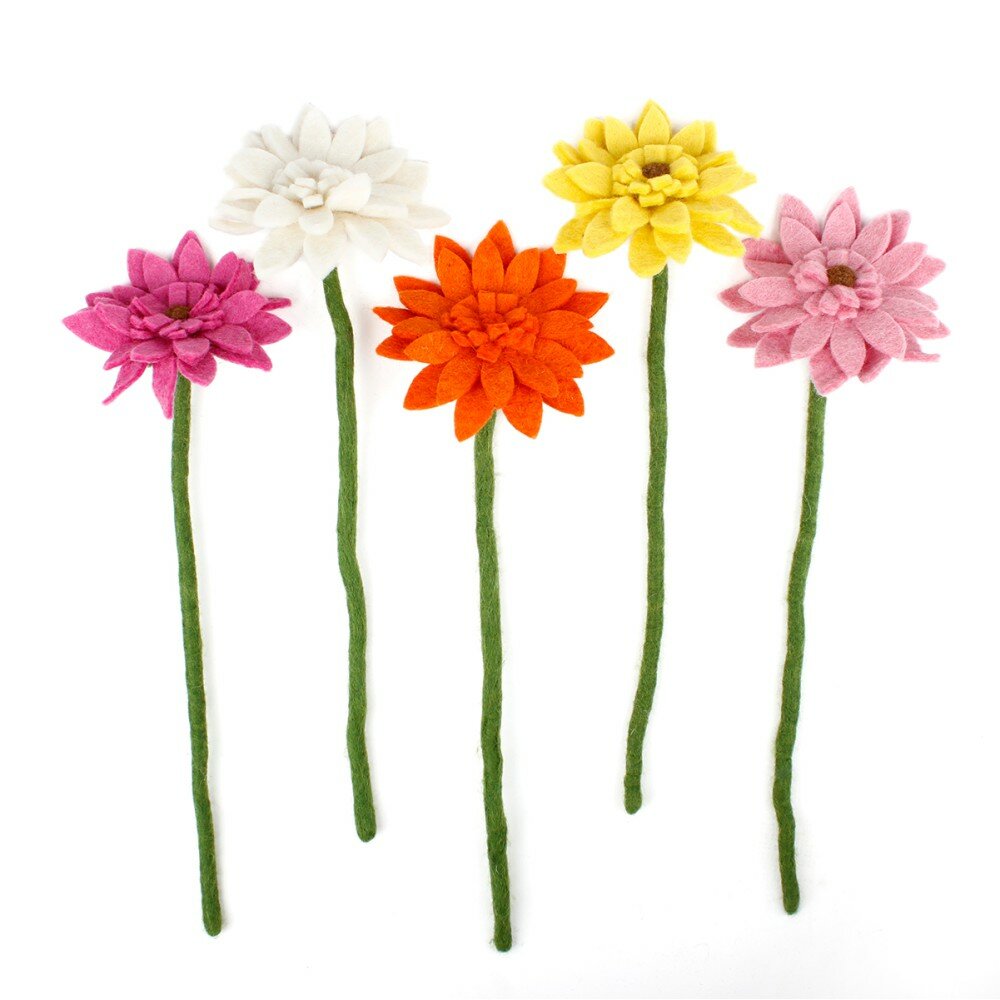 Sjaal met Verhaal vilten Gerbera, Fairtrade bloem in diverse kleuren