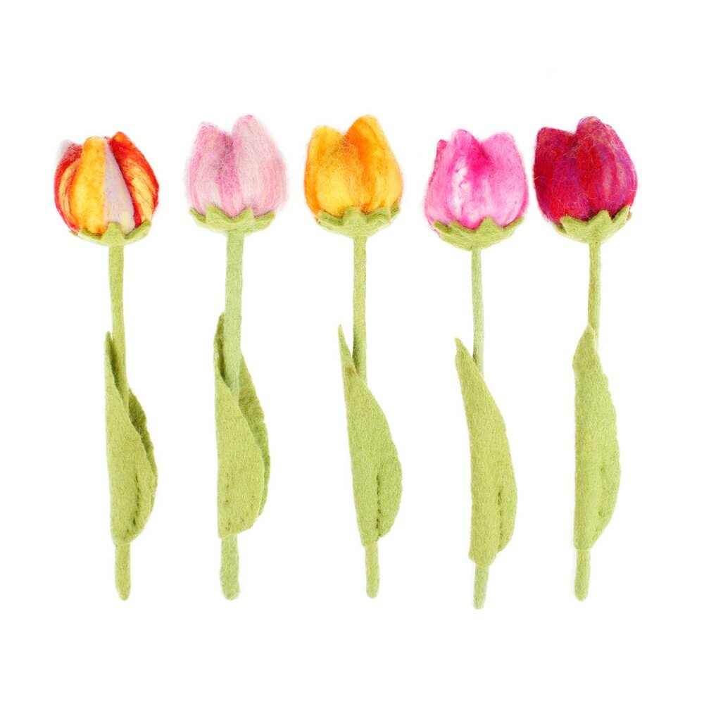 Sjaal met Verhaal vilten tulp, Fairtrade bloem in diverse kleuren