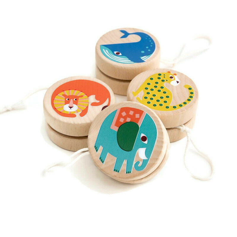 Rex London Wild Wonders YoYo - houten jojo met diverse dieren pintjes