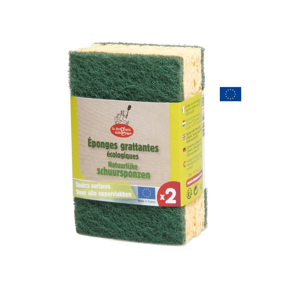 La Droguerie Ecologique schuursponzen van rPET en plantaardig cellulose