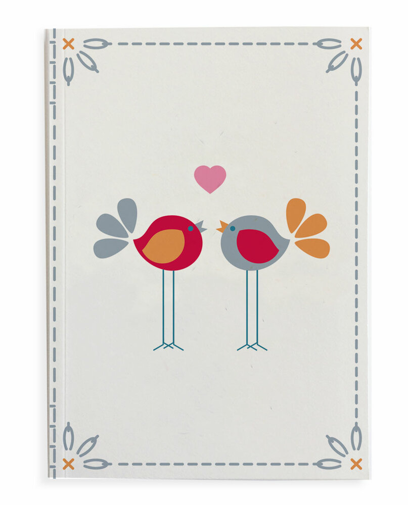 FairForward A5 schrift of tekenboekje van Olifantsgras papier, Folk Birds