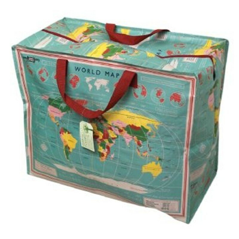 Jumbo Bag REX London van gerecycled plastic  - Vintage World Map