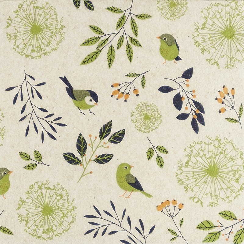 Eco servetten 33x33cm van gerecycled/ongebleekt papier - Birds and Twigs 