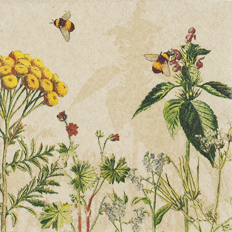 Eco servetten 33x33cm van gerecycled/ongebleekt papier - Wild Flowers