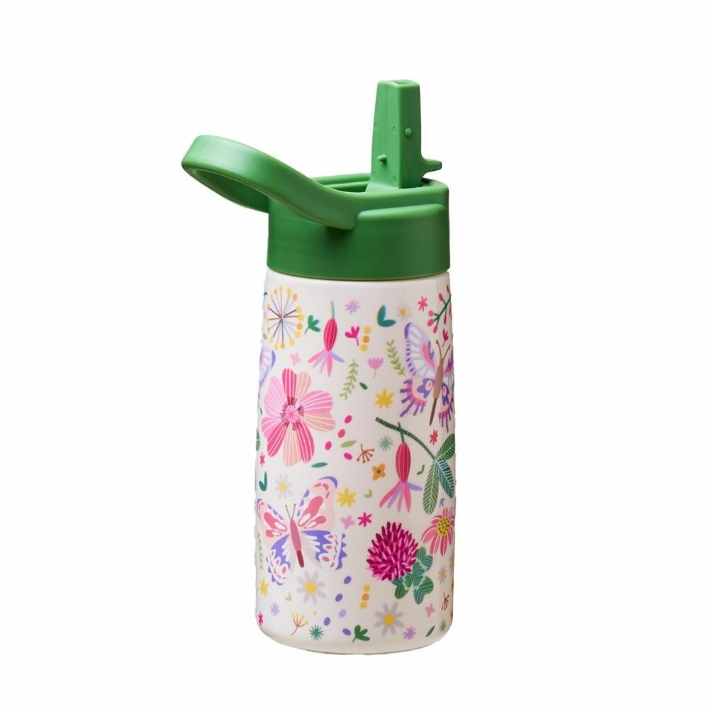 BioLoco plant Tiny Traveller Bottle Butterflies, PLA kinderbeker met rietje 