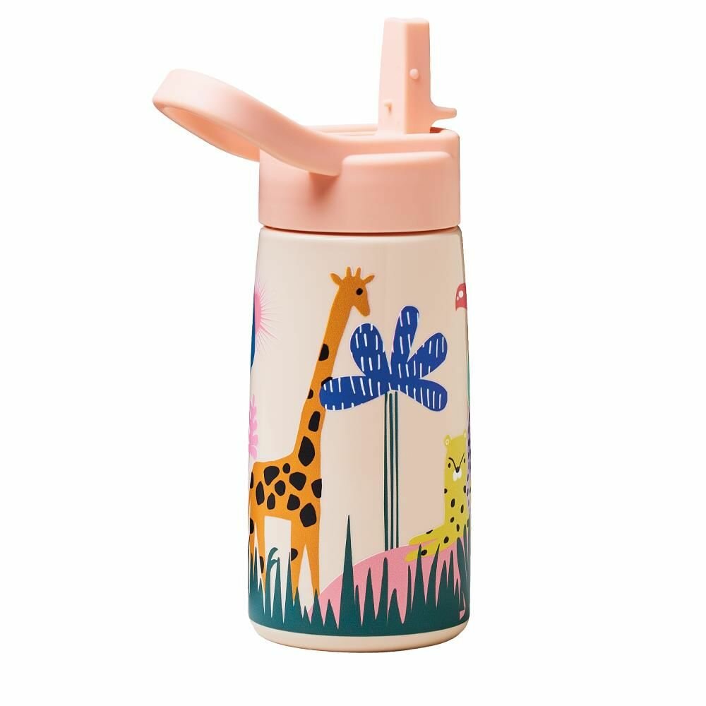 BioLoco plant Tiny Traveller Bottle Jungle Party, PLA drinkbeker met rietje 