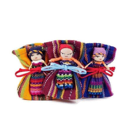 Fairtrade zorgenpoppetje op opbergzakje