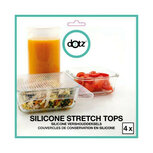 Dotz set van 4 vierkante silicone vershouddeksels, flexible tops Dotz set van 4 vierkante silicone vershouddeksels, flexible tops