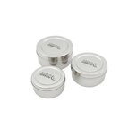 A Slice of Green Kadapa: 3 Stainless Steel mini Containers - set van 3 RVS trommeltjes A Slice of Green Kadapa: 3 Stainless Steel mini Containers - set van 3 RVS trommeltjes