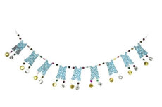 FairTrade papierslinger : Hoera een baby blauw FairTrade papierslinger : Hoera een baby blauw