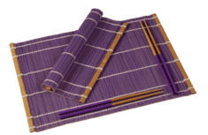 Bamboo Placemats set: 2 placemats + chopsticks - Paars Bamboo Placemats set: 2 placemats + chopsticks - Paars