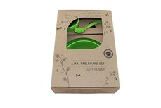 Ajaa 4-delige servies set van recyclebaar bio plastic - groen Ajaa 4-delige servies set van recyclebaar bio plastic - groen