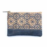 Portemonneetje van kurk - kleingeld beursje donkerblauwe print Portemonneetje van kurk - kleingeld beursje donkerblauwe print
