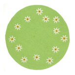 Sjaal met Verhaal vilten onderzetter 35cm, lichtgroen met margrietjes Sjaal met Verhaal vilten onderzetter 35cm, lichtgroen met margrietjes