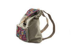 Bohemian Fairtrade rugtas - Beige rugzak met Maya versiering Bohemian Fairtrade rugtas - Beige rugzak met Maya versiering