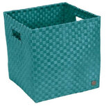 Handed By Sicilia Blue Green - Grote kubusmand of kastmand in petrol Handed By Sicilia Blue Green - Grote kubusmand of kastmand in petrol