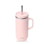 Qwetch Insulated Travel Tumbler 600ml Pastel Pink - Grote RVS thermosbeker met rietje en handvat Qwetch Insulated Travel Tumbler 600ml Pastel Pink - Grote RVS thermosbeker met rietje en handvat