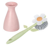 Vigar Florganic Pink - Bioplastic bloem afwasborstel in roze houder Vigar Florganic Pink - Bioplastic bloem afwasborstel in roze houder
