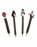 FairTrade houten boomschors potlood met kerstfiguur FairTrade houten boomschors potlood met kerstfiguur