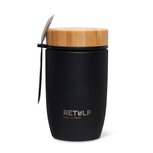 ReTulp Big Mug Lunch Pod Night Black, RVS thermosbeker 500ml + lepel