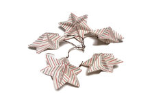 FairTrade Prokritee set van 5 papieren kerststerren gestreept FairTrade Prokritee set van 5 papieren kerststerren gestreept