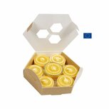 Ecodis set van 7 natuurlijke bijenwas theelichtjes met 1 glazen houder