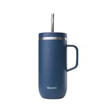 Qwetch Insulated Cold Cup 600ml Granite Blue - Grote RVS thermosbeker met rietje en handvat
