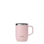 Qwetch Insulated Stainless Steel Mug with handle 350ml Pastel Pink - RVS thermosbeker met handvat