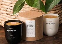 Vincabee biologische bijenwas kaars in wit glas - Sale