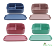 Kooleco silicone Bento Box, 3-vaks lunchtrommel - Diverse kleuren
